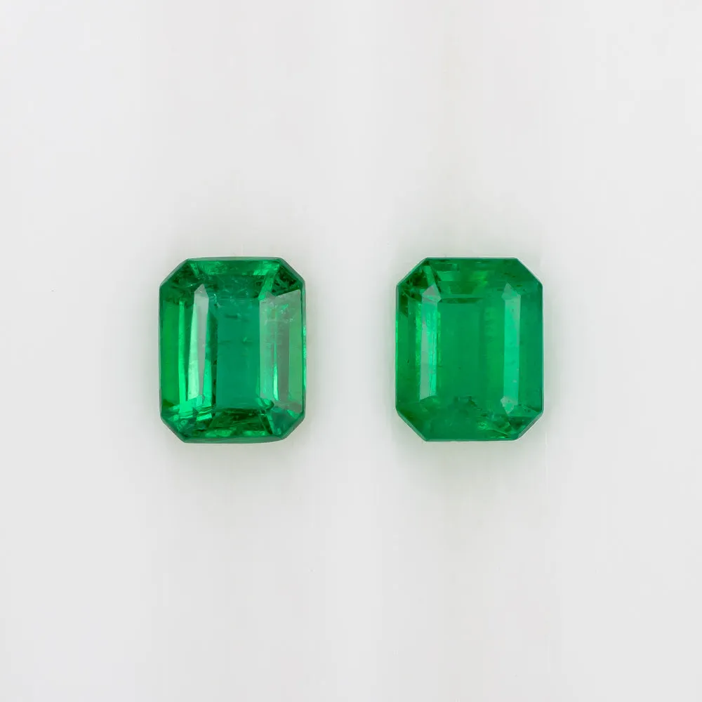 0.90ct NATURAL EMERALD PAIR STUD EARRINGS EMERALD SHAPE STEP CUT LOOSE ACCENTS
