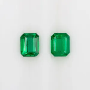 0.90ct NATURAL EMERALD PAIR STUD EARRINGS EMERALD SHAPE STEP CUT LOOSE ACCENTS