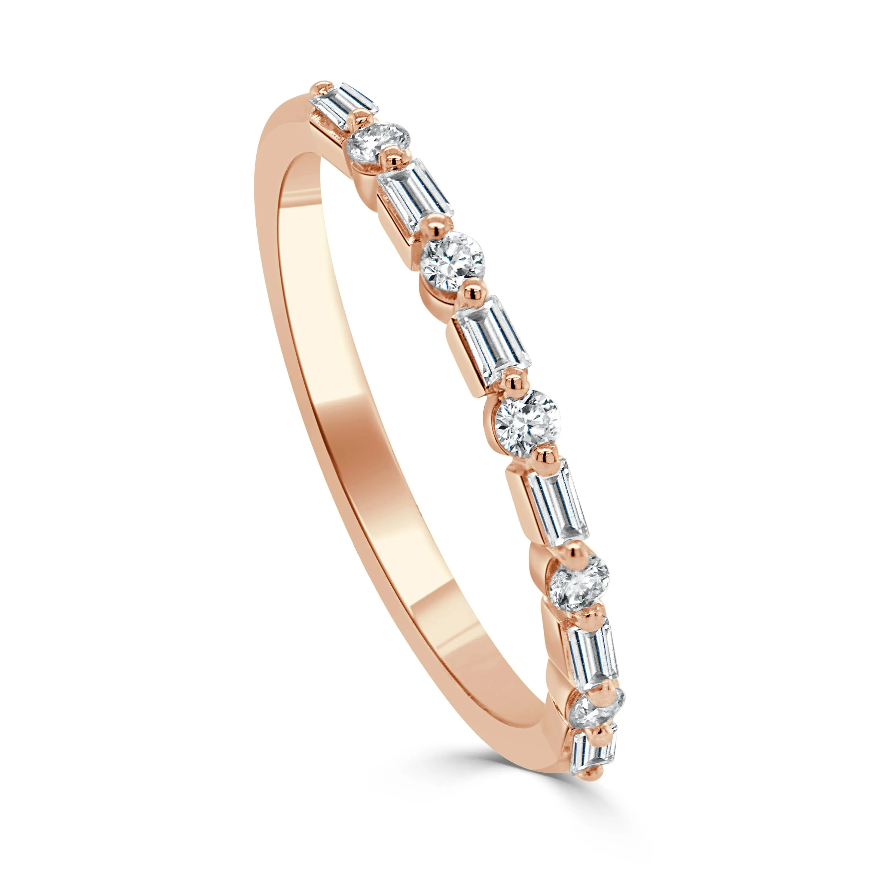 14K Gold Baguette & Round Diamond Ring - 0.25ct