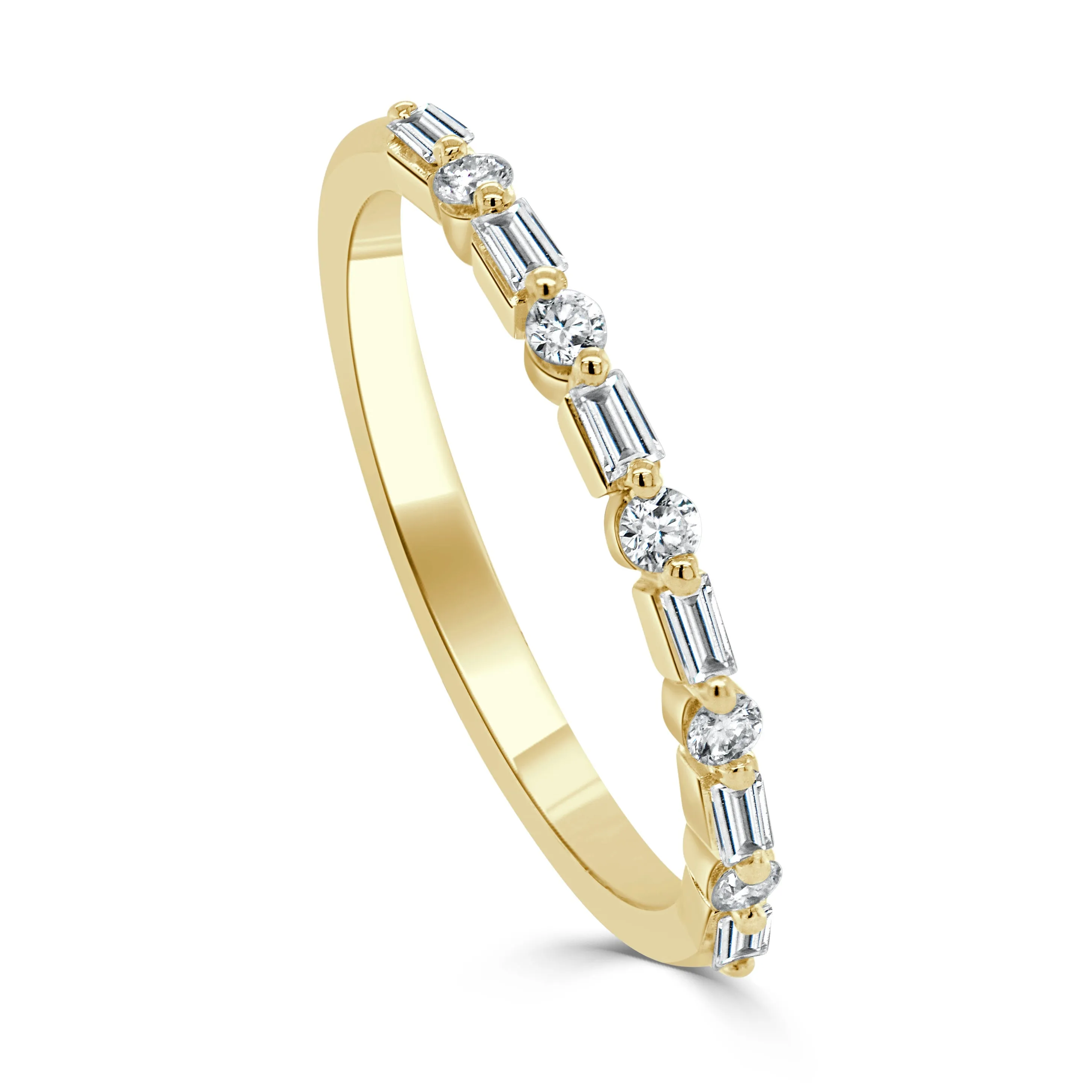 14K Gold Baguette & Round Diamond Ring - 0.25ct