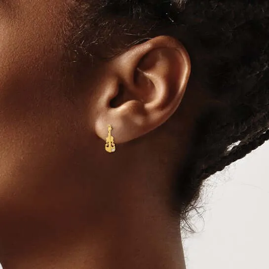 14k Madi K CZ Childrens Violin Post Earrings