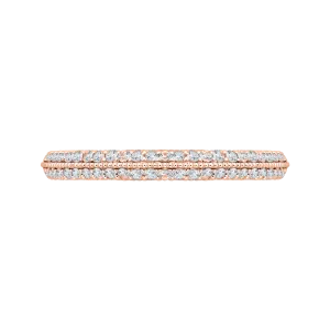 14K Rose Gold Round Diamond Half Eternity Wedding Band