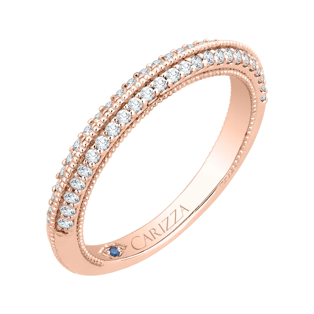 14K Rose Gold Round Diamond Half Eternity Wedding Band