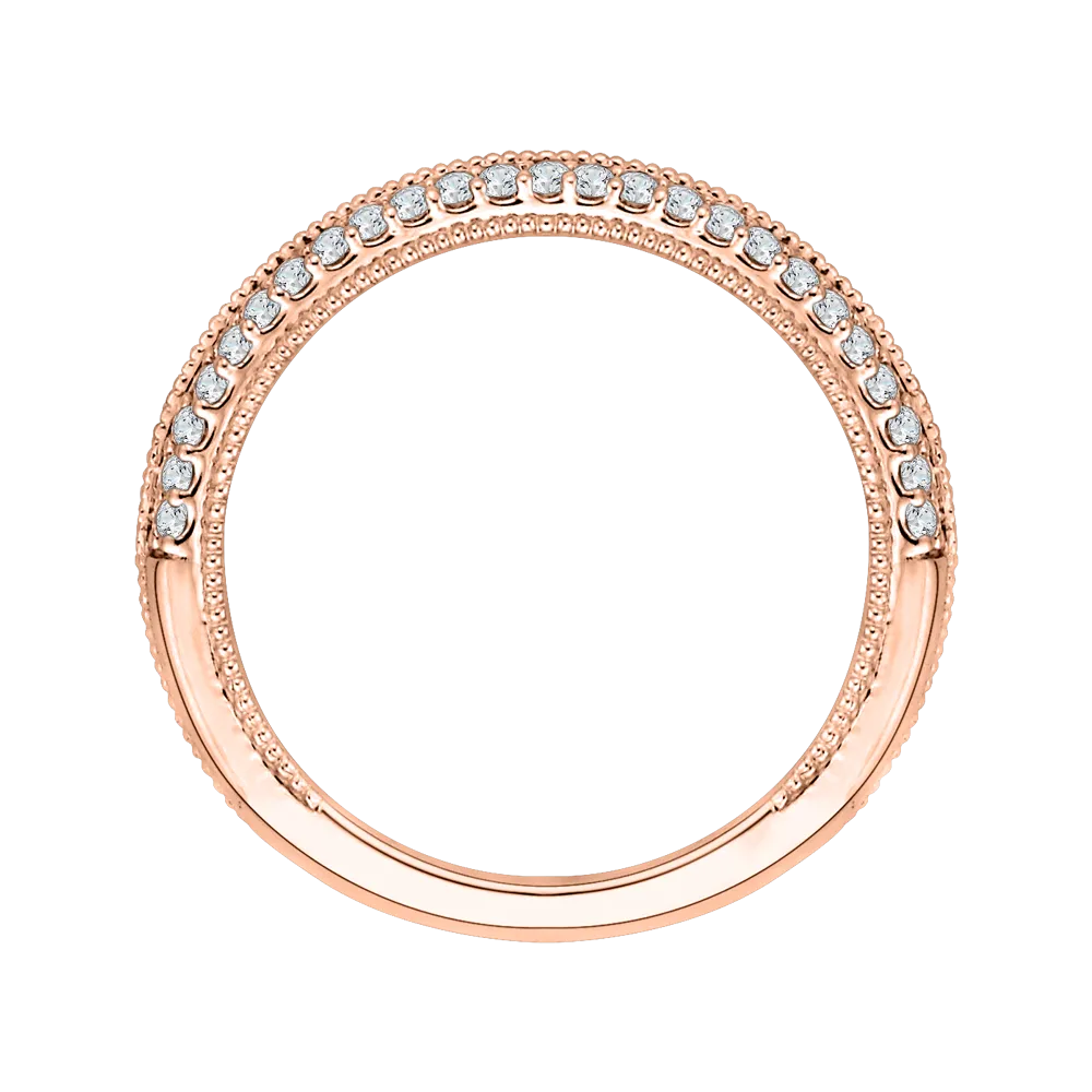 14K Rose Gold Round Diamond Half Eternity Wedding Band