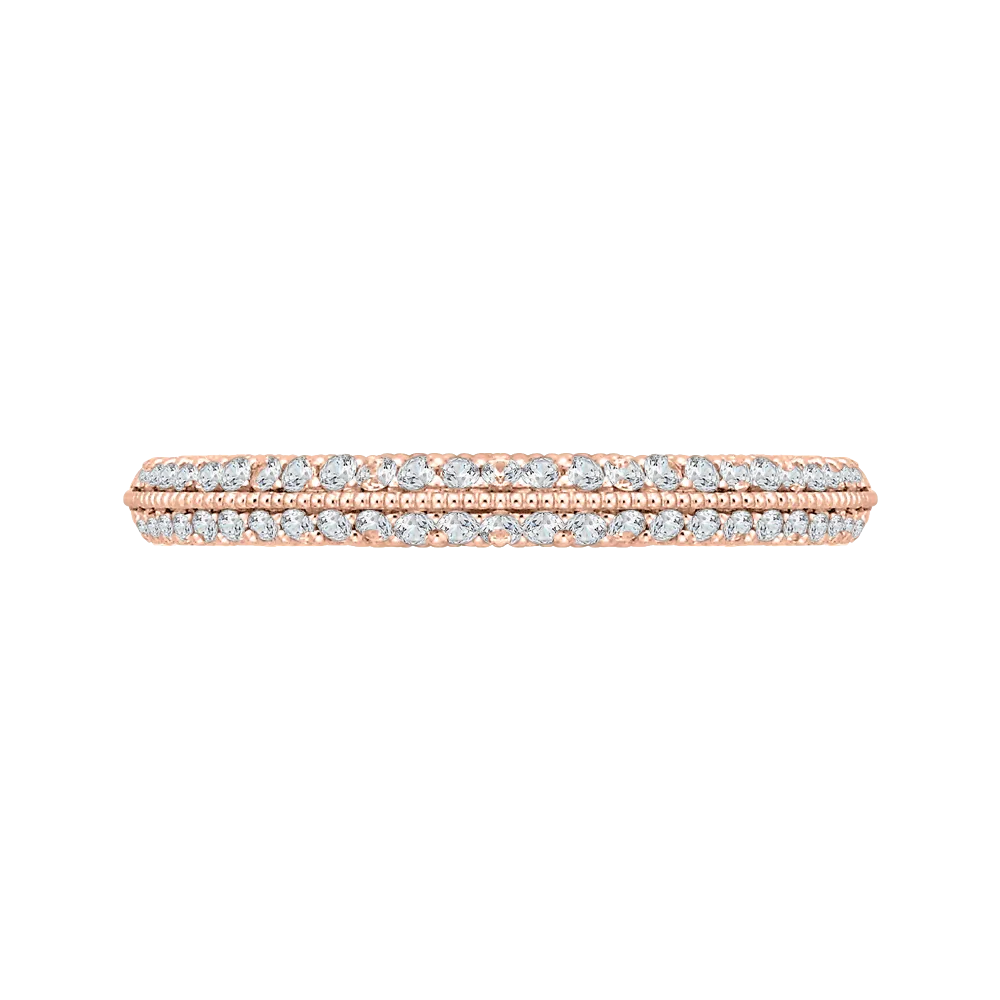 14K Rose Gold Round Diamond Half Eternity Wedding Band