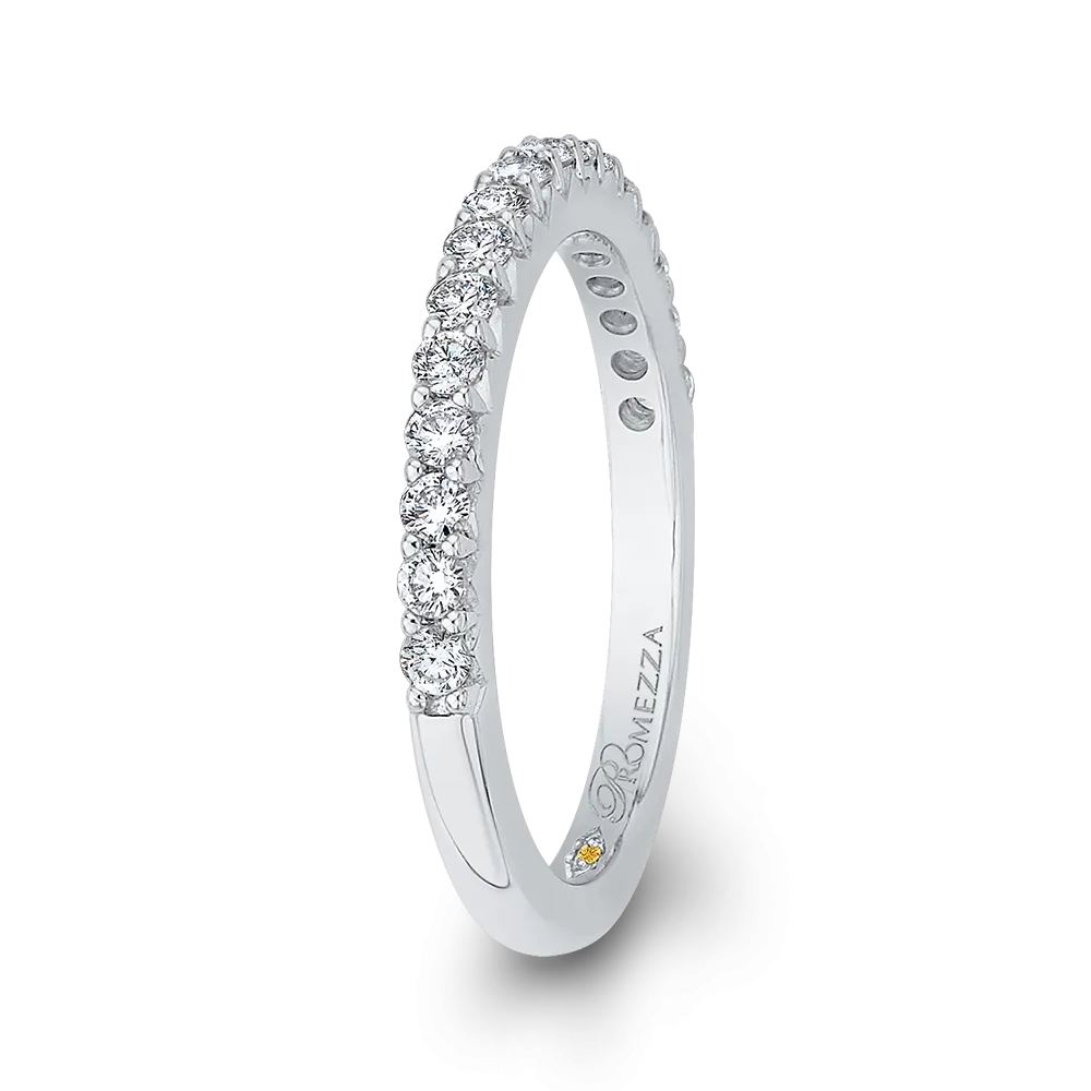 14K White Gold Round Diamond Half Eternity Wedding Band