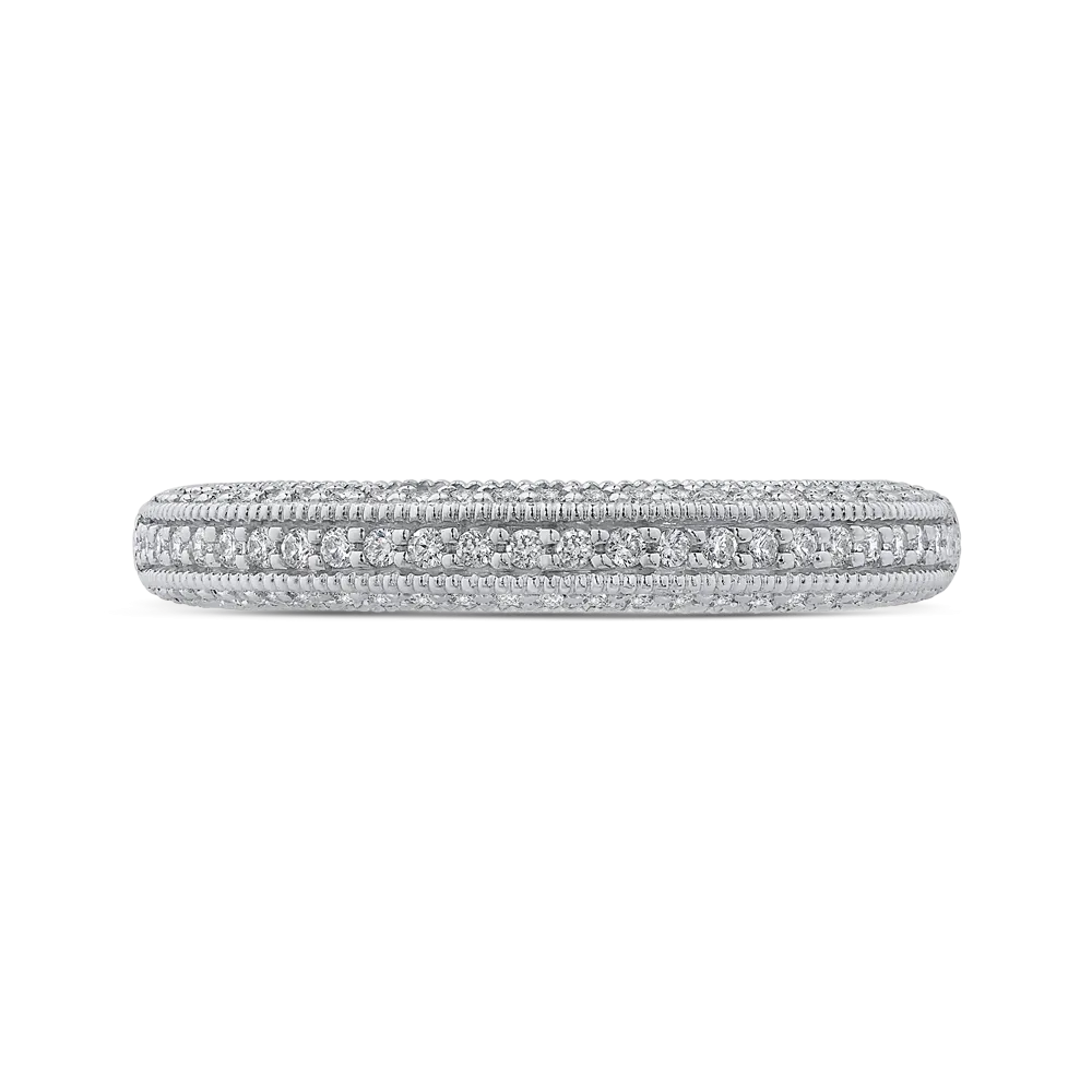 14K White Gold Round Diamond Half Eternity Wedding Band