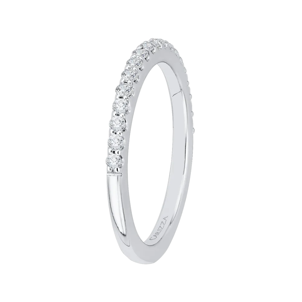 14K White Gold Round Diamond Half Eternity Wedding Band