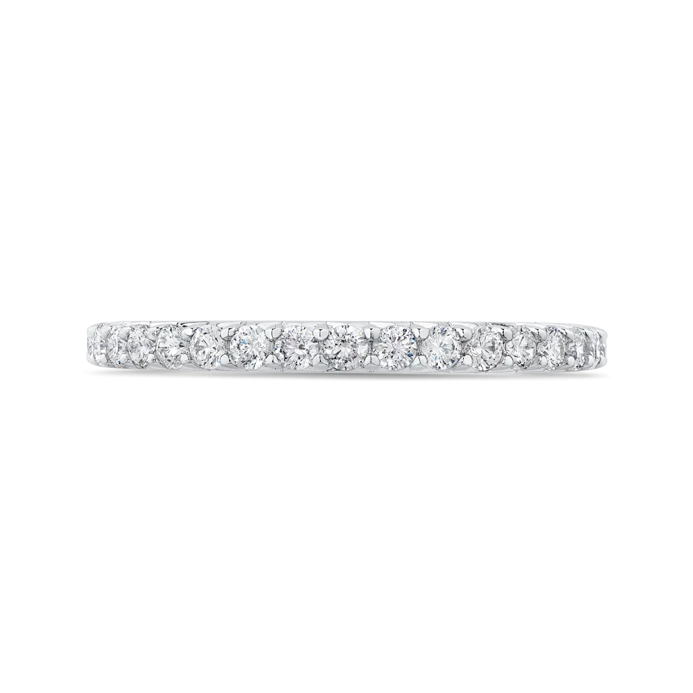 14K White Gold Round Diamond Half Eternity Wedding Band