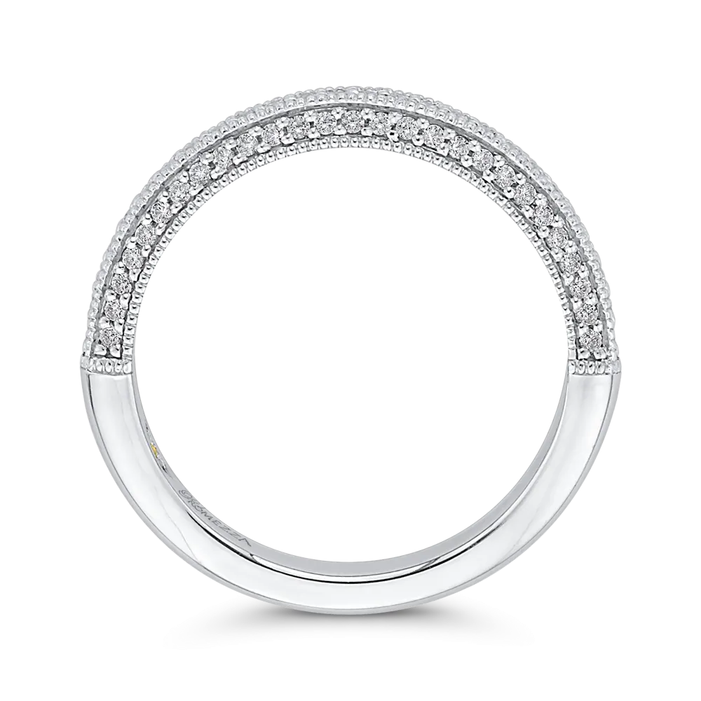 14K White Gold Round Diamond Half Eternity Wedding Band