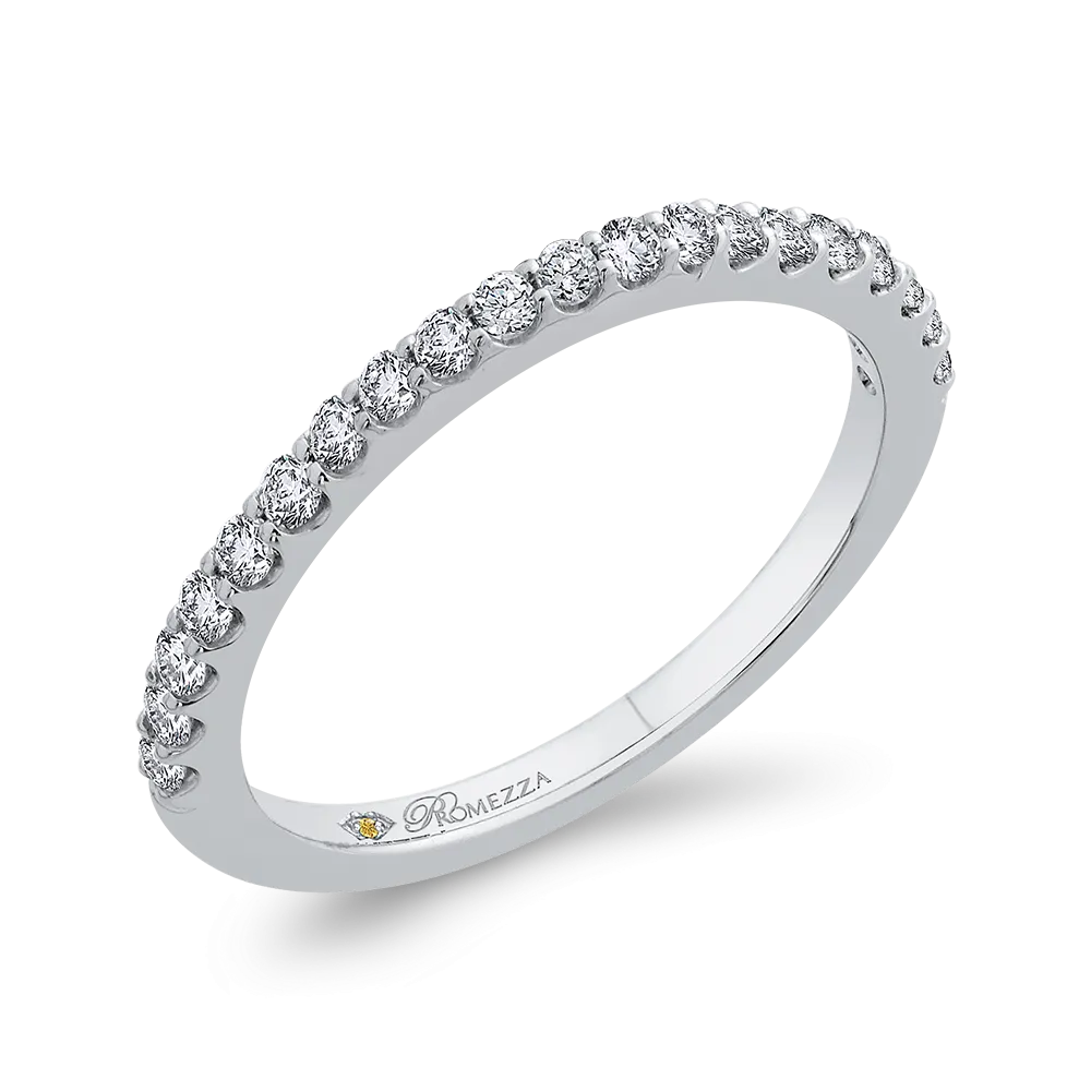 14K White Gold Round Diamond Half Eternity Wedding Band