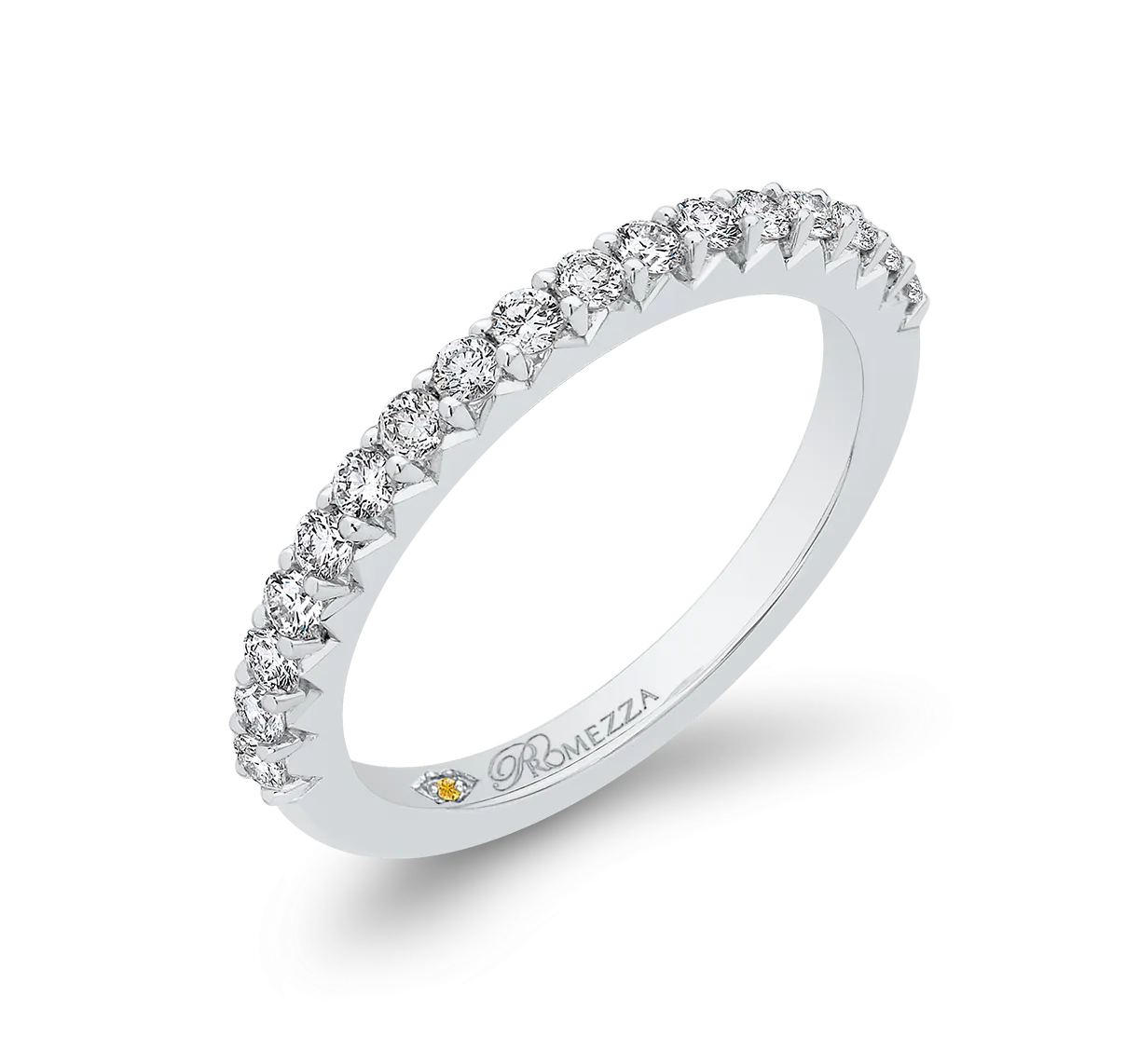 14K White Gold Round Diamond Half Eternity Wedding Band