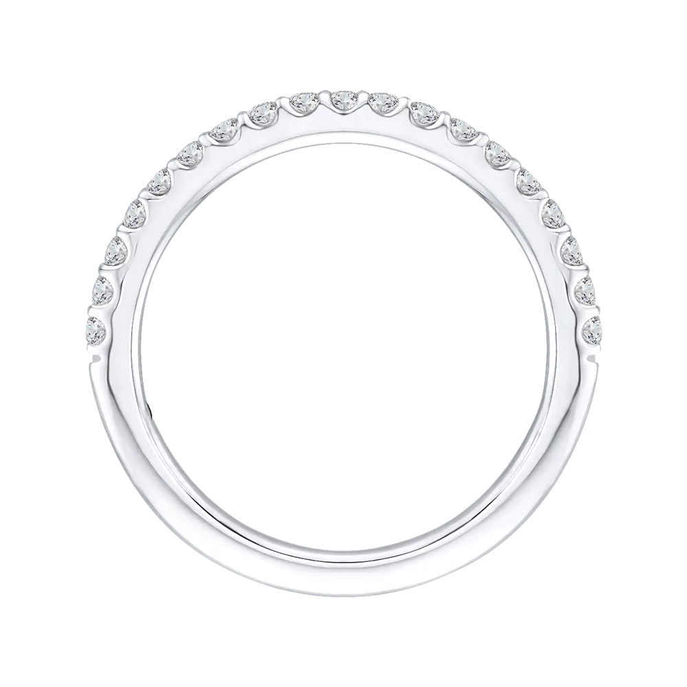 14K White Gold Round Diamond Half Eternity Wedding Band