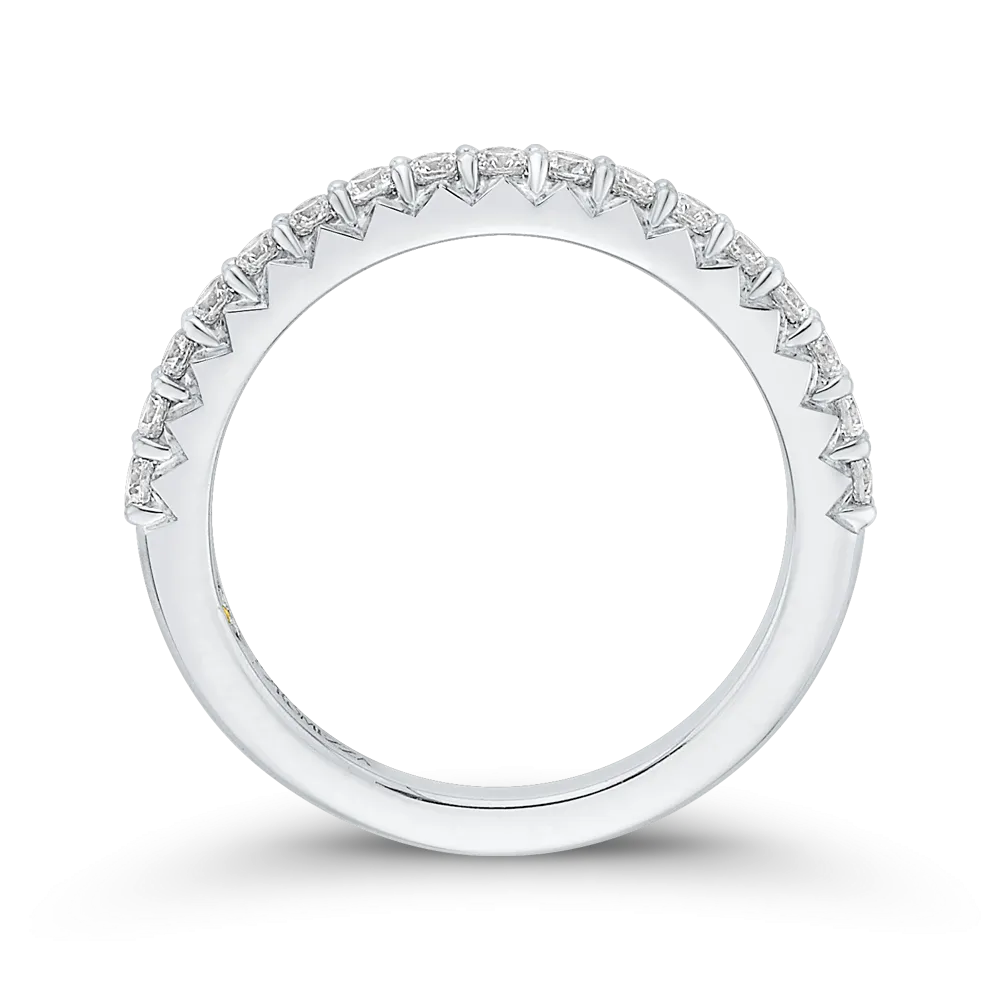 14K White Gold Round Diamond Half Eternity Wedding Band