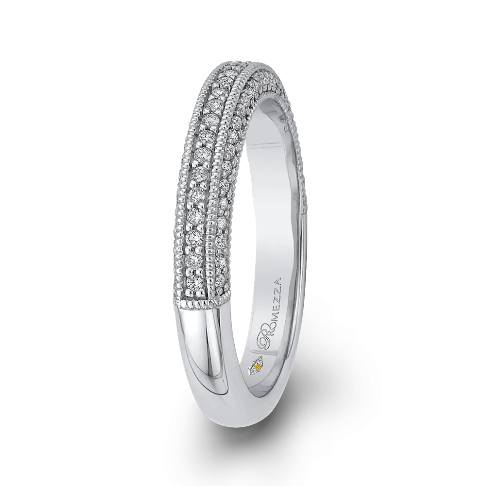 14K White Gold Round Diamond Half Eternity Wedding Band