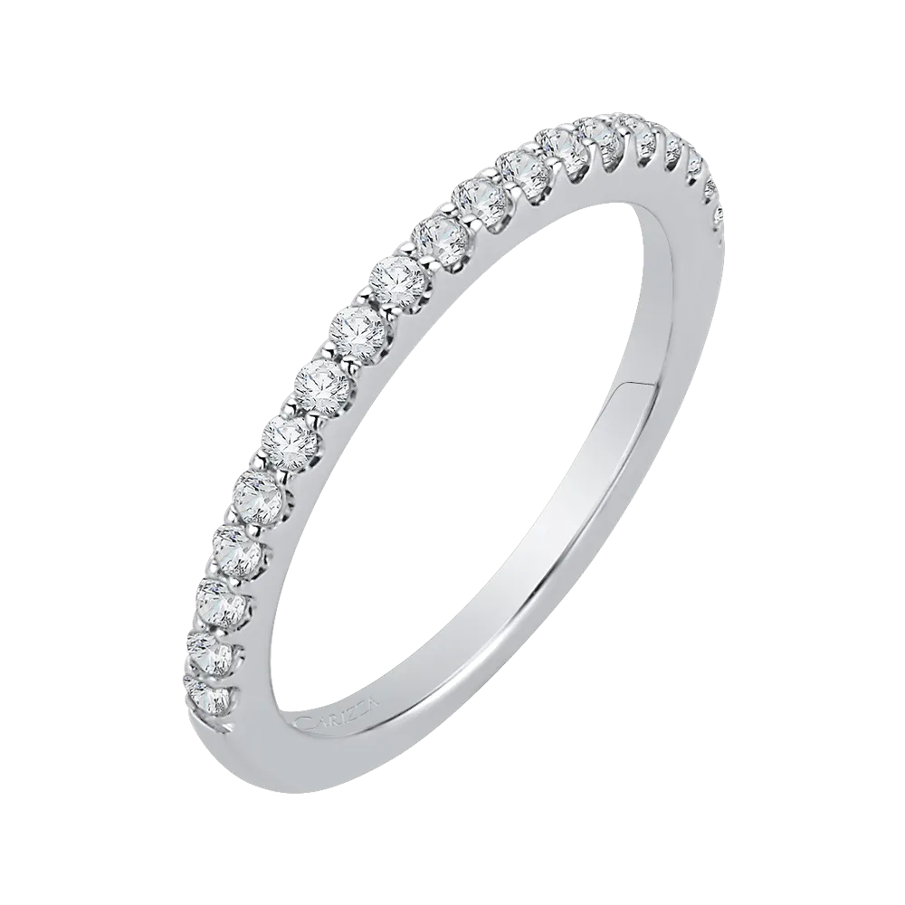 14K White Gold Round Diamond Half Eternity Wedding Band