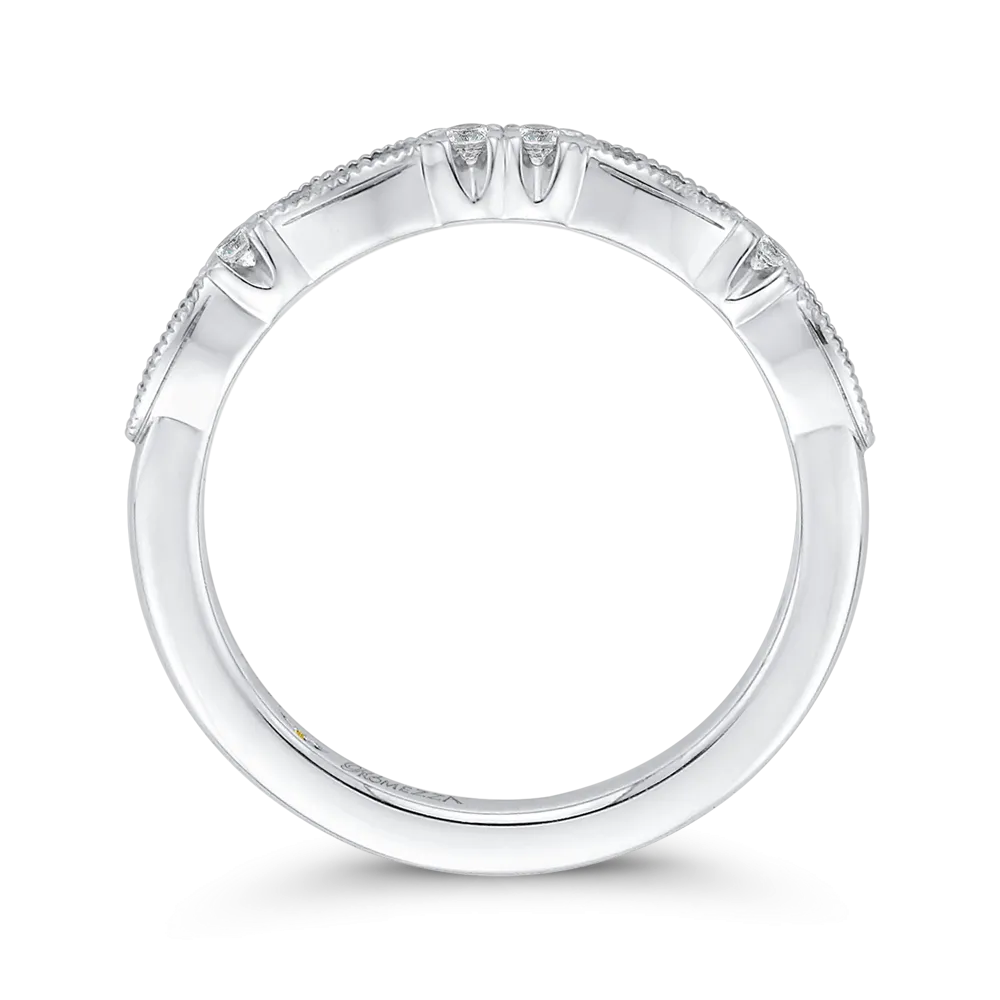 14K White Gold Round Diamond Half Eternity Wedding Band