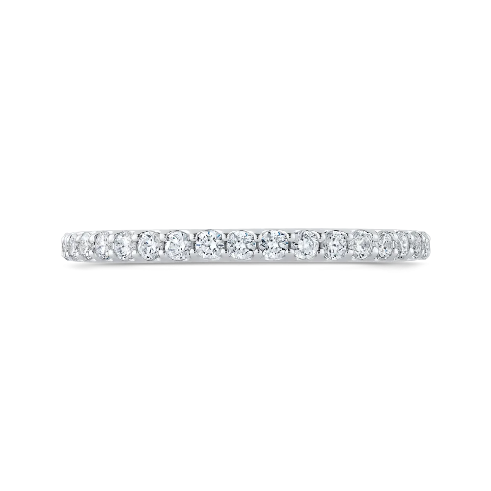 14K White Gold Round Diamond Half Eternity Wedding Band