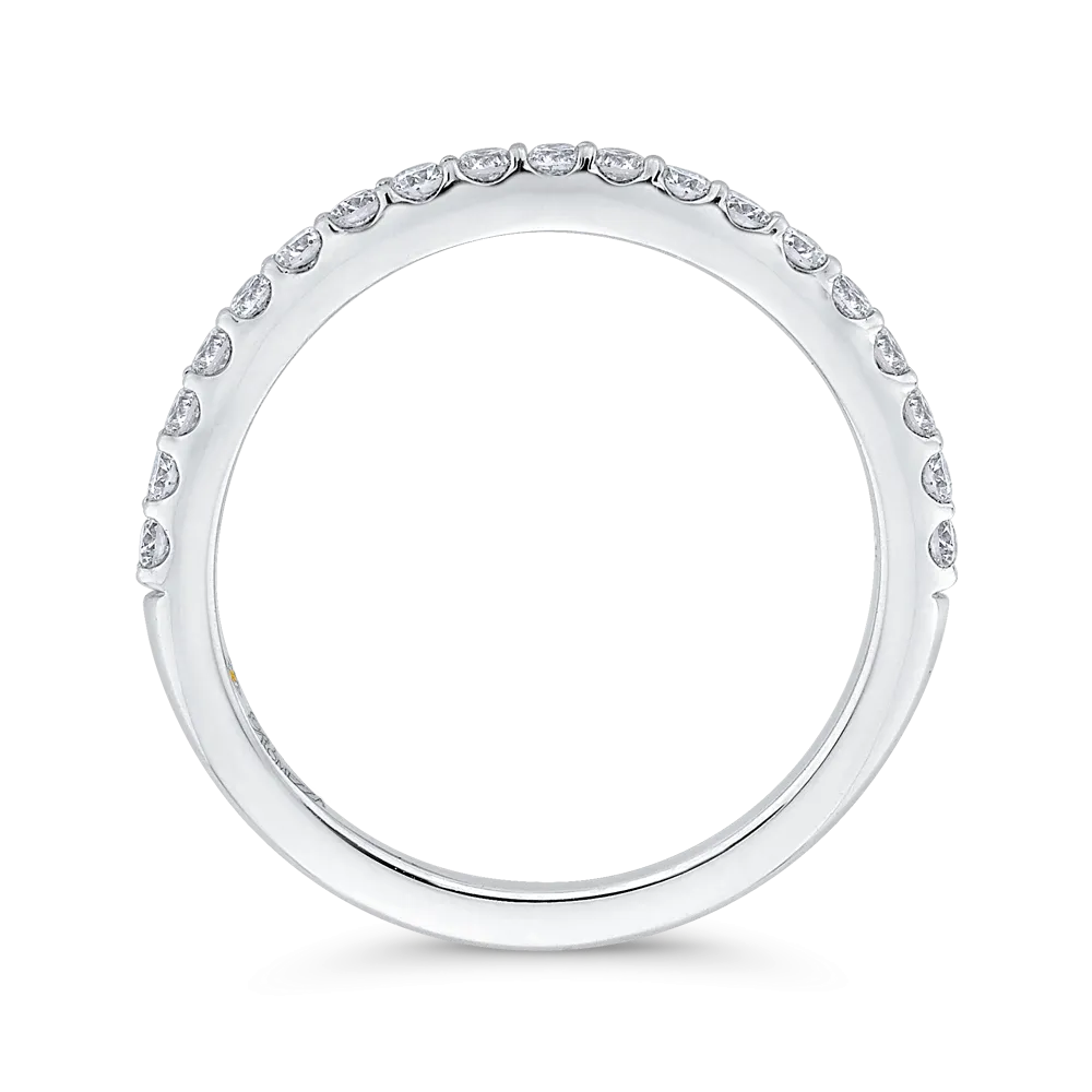14K White Gold Round Diamond Half Eternity Wedding Band