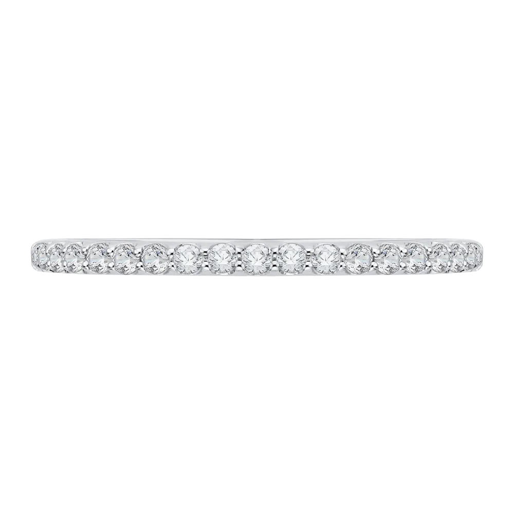 14K White Gold Round Diamond Half Eternity Wedding Band