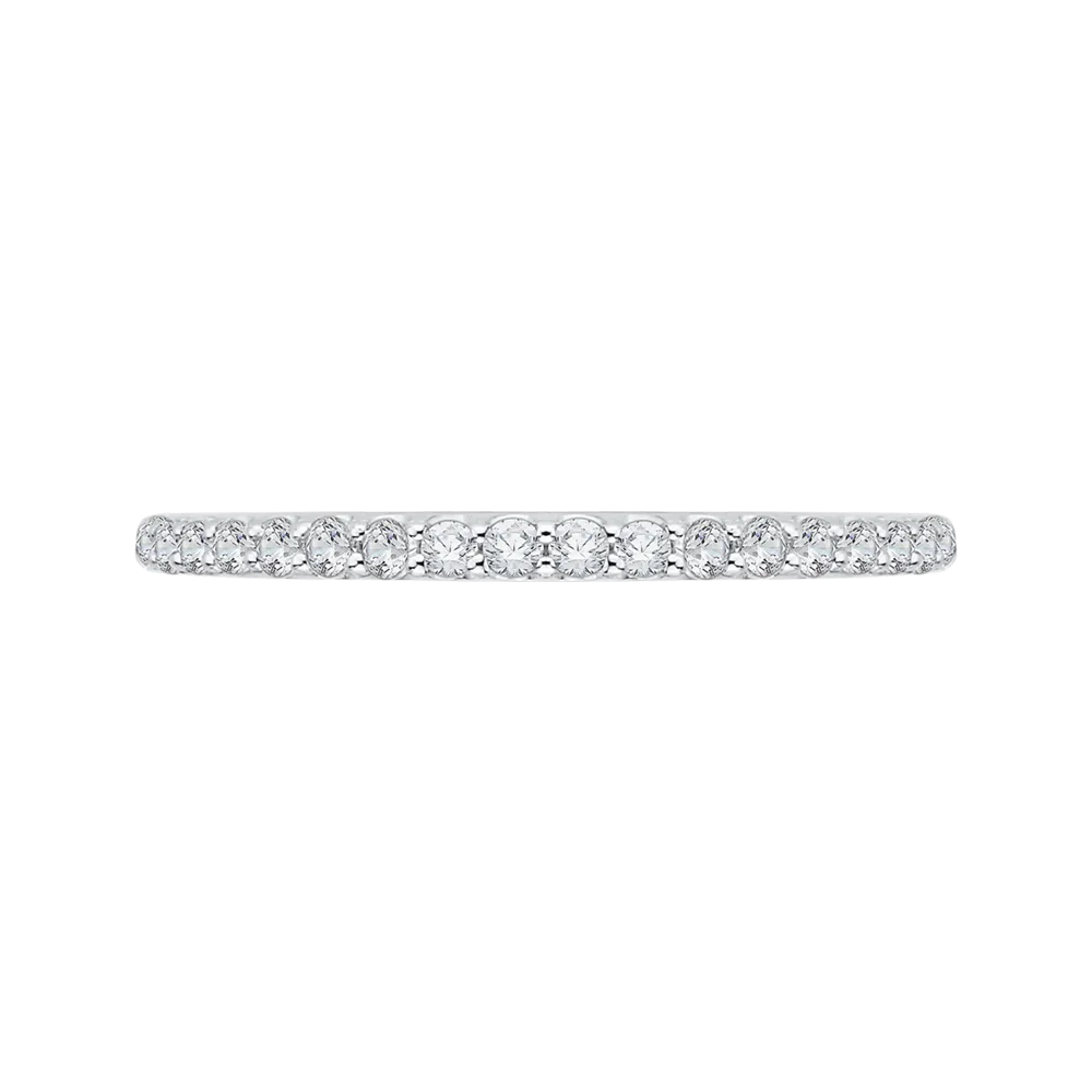 14K White Gold Round Diamond Half Eternity Wedding Band