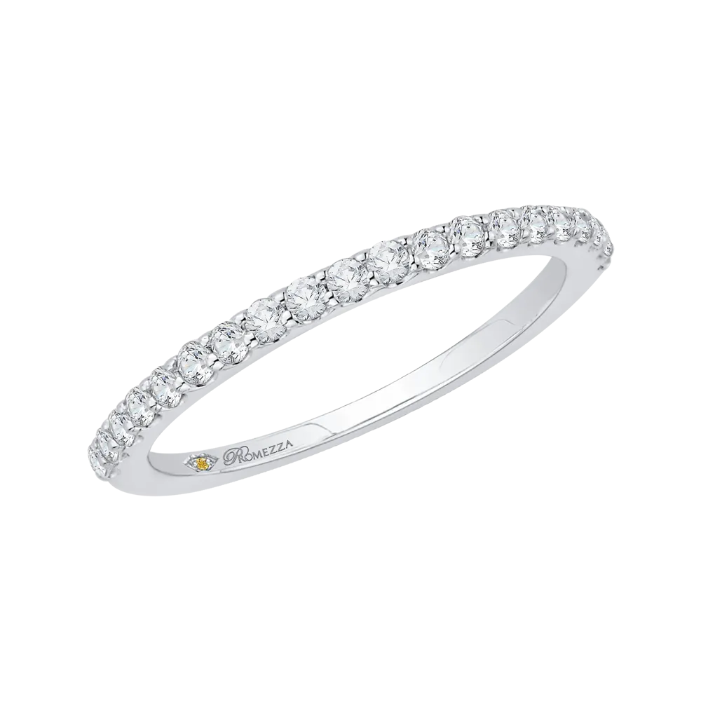 14K White Gold Round Diamond Half Eternity Wedding Band