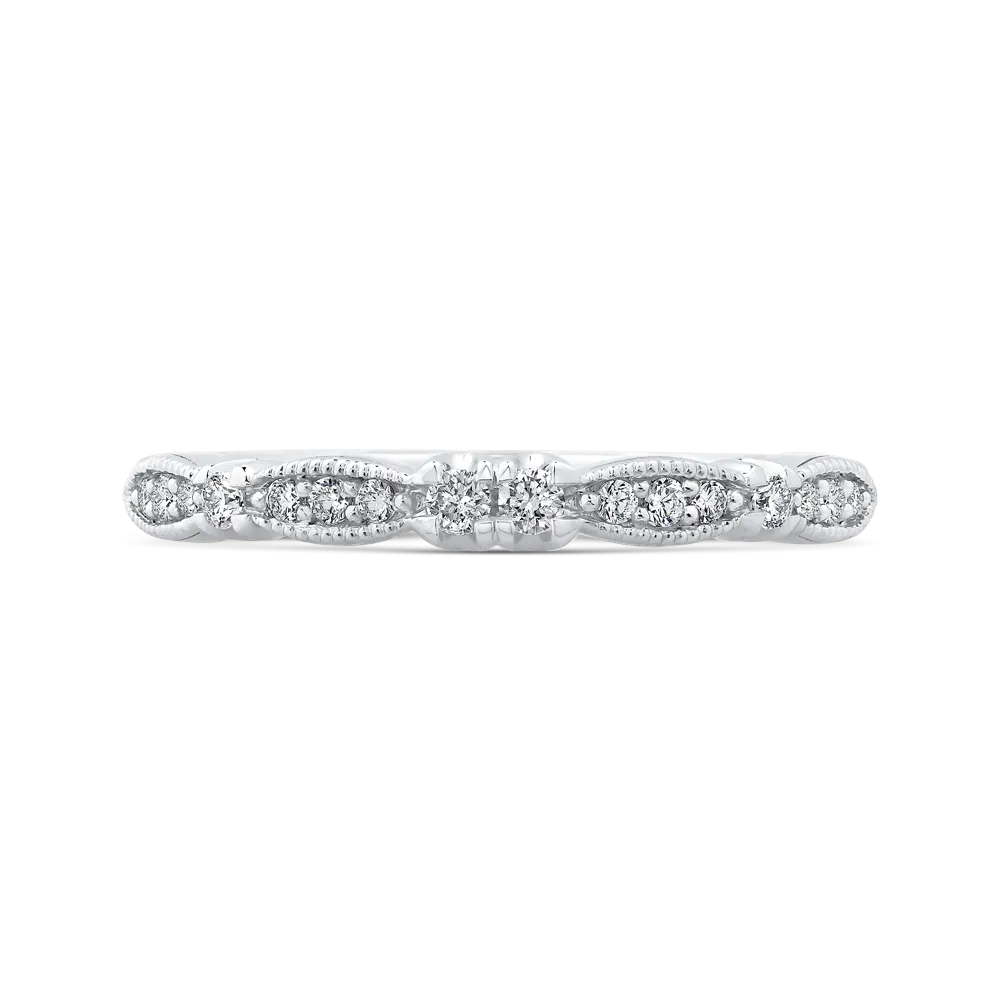 14K White Gold Round Diamond Half Eternity Wedding Band