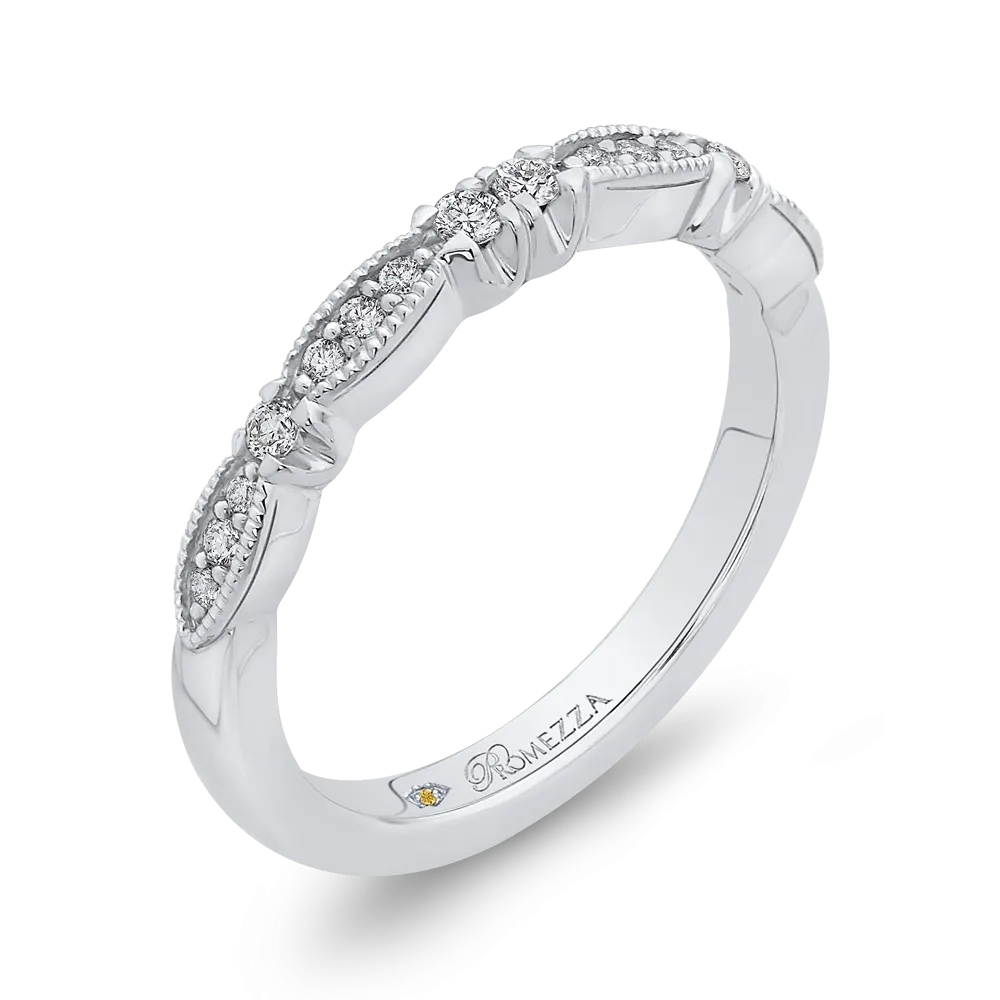 14K White Gold Round Diamond Half Eternity Wedding Band