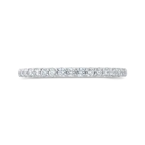 14K White Gold Round Diamond Half Eternity Wedding Band