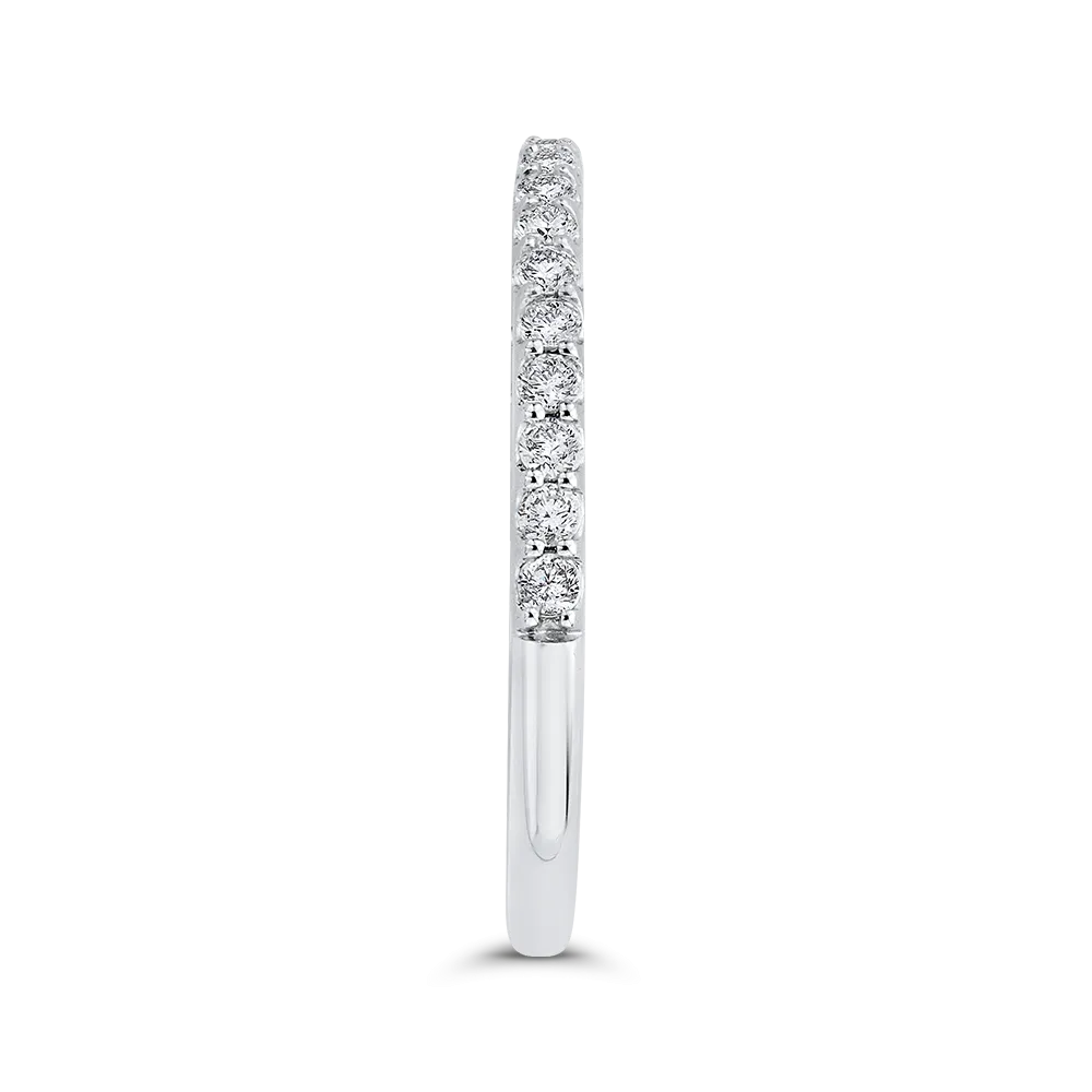 14K White Gold Round Diamond Half Eternity Wedding Band