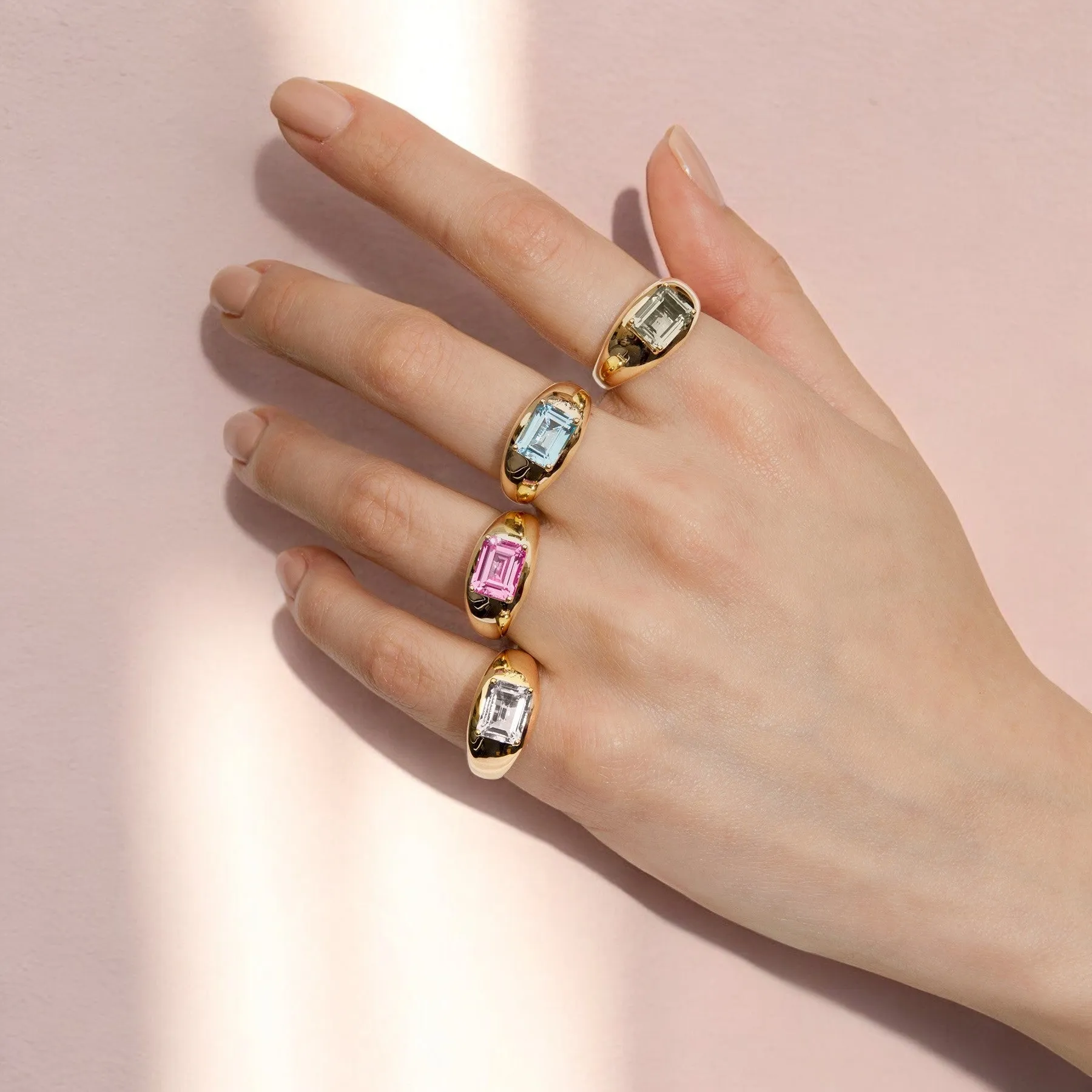 14KT Yellow Gold Blue Topaz Spritz Aperitif Ring