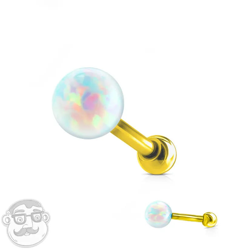 16G PVD Gold Opalite Tragus - Cartilage Barbell