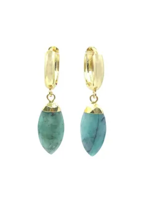 17 x 8 mm Marquis Cut Emerald on 18K Gold-Fill Hoop Earring