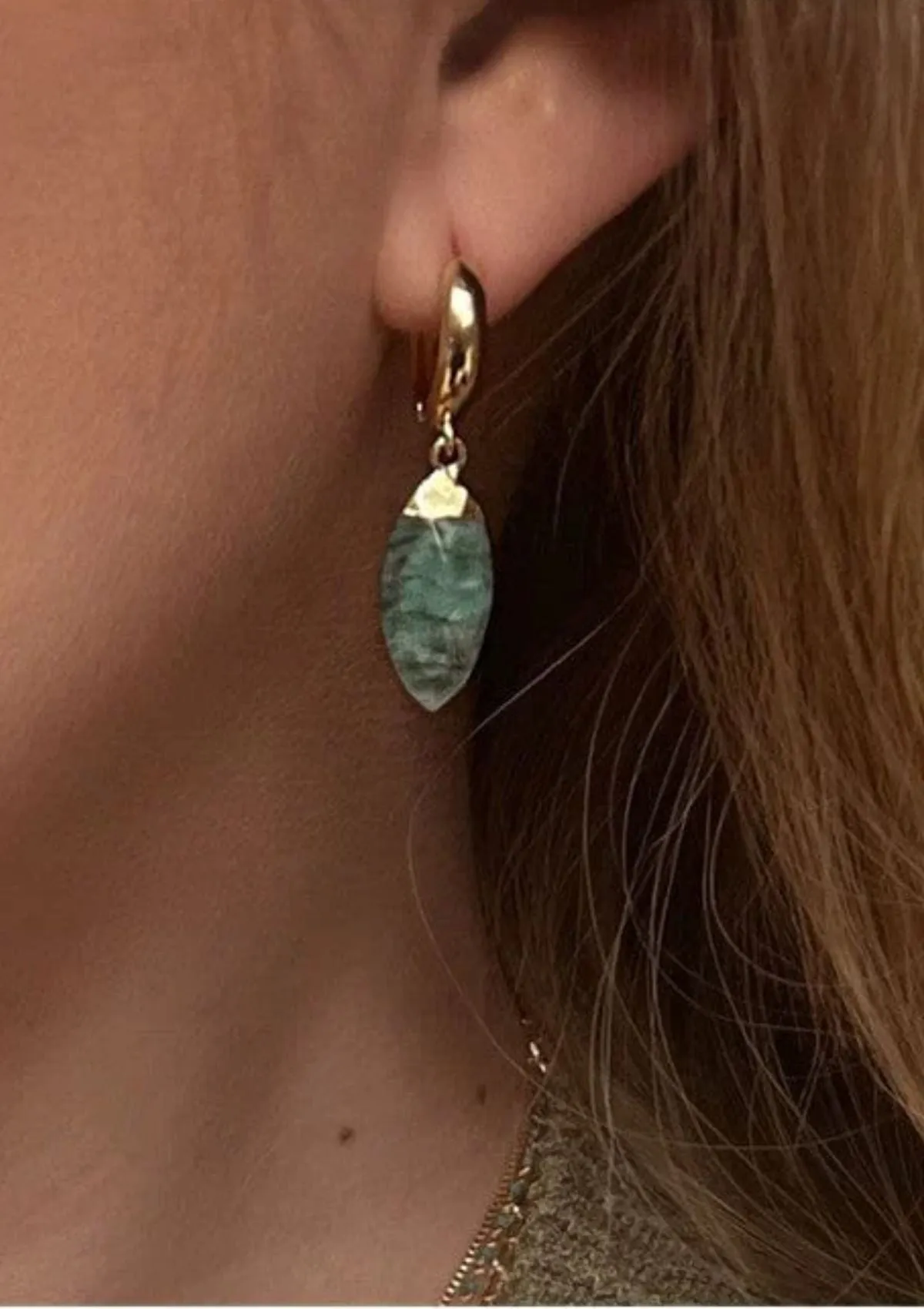 17 x 8 mm Marquis Cut Emerald on 18K Gold-Fill Hoop Earring