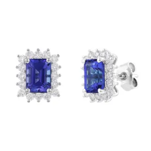 18ct White Gold 4.43ct Tanzanite and 1.04ct Diamond Stud Earrings