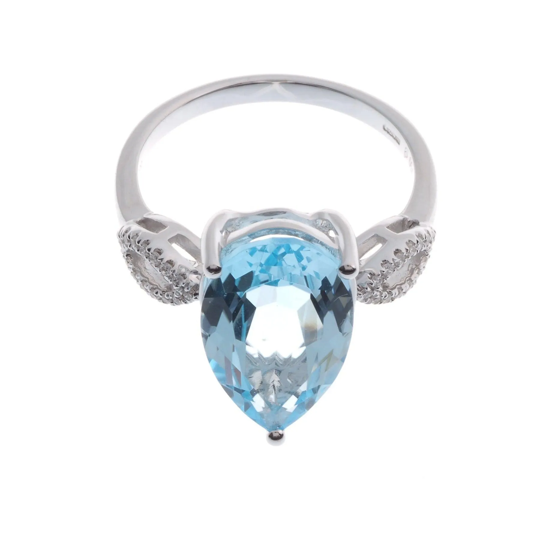 18ct White Gold Diamond and Blue Topaz Dress Ring R32082-14