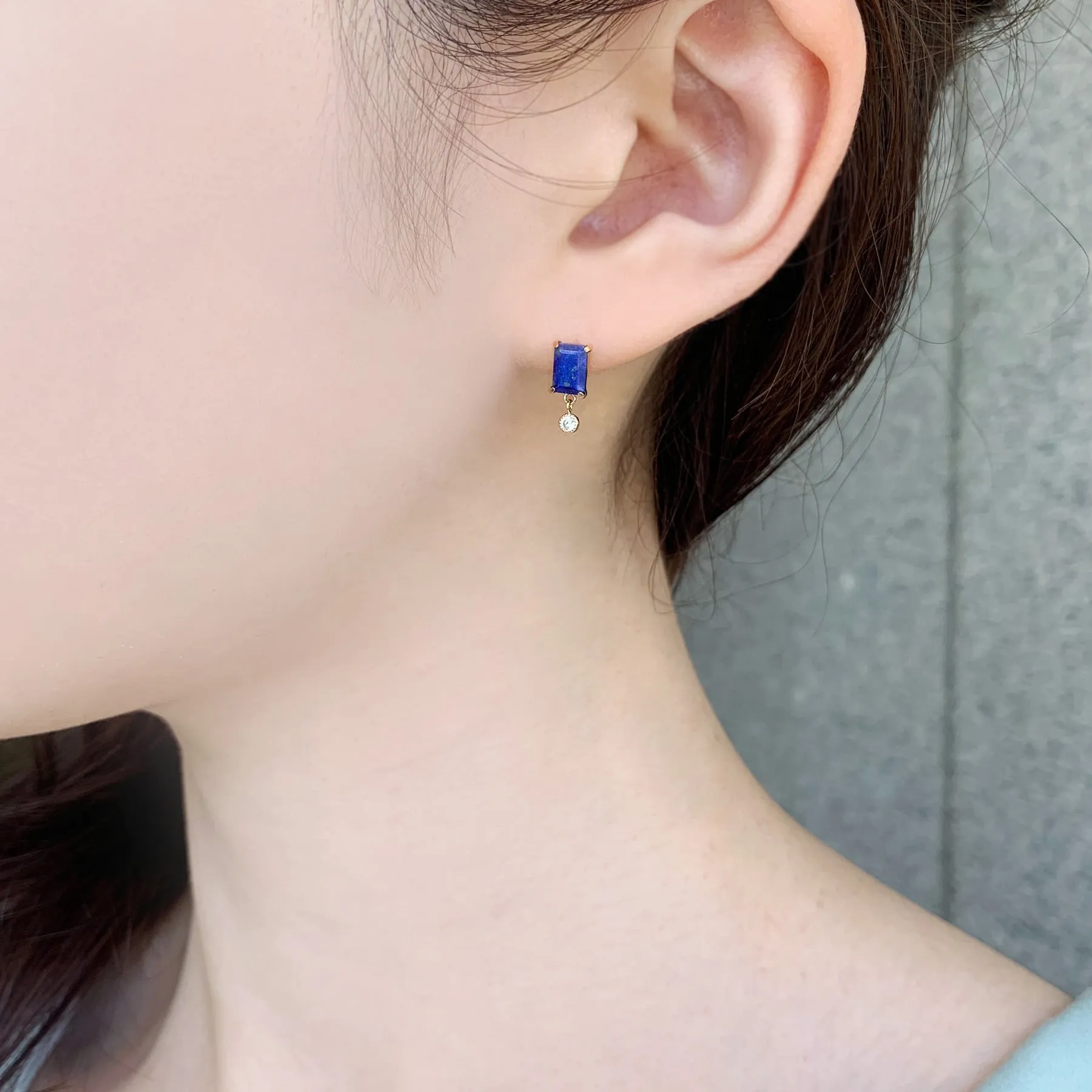 18K/10K Yellow Gold Lapis Lazuli Short Swinging Earrings