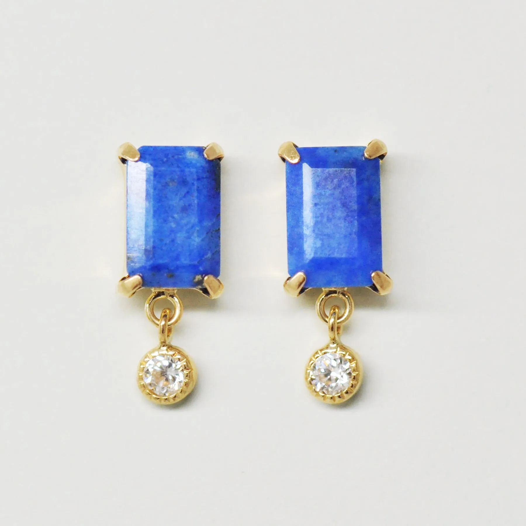 18K/10K Yellow Gold Lapis Lazuli Short Swinging Earrings