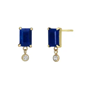 18K/10K Yellow Gold Lapis Lazuli Short Swinging Earrings