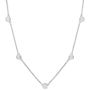 1ctw Round Diamond Platinum Station Necklace