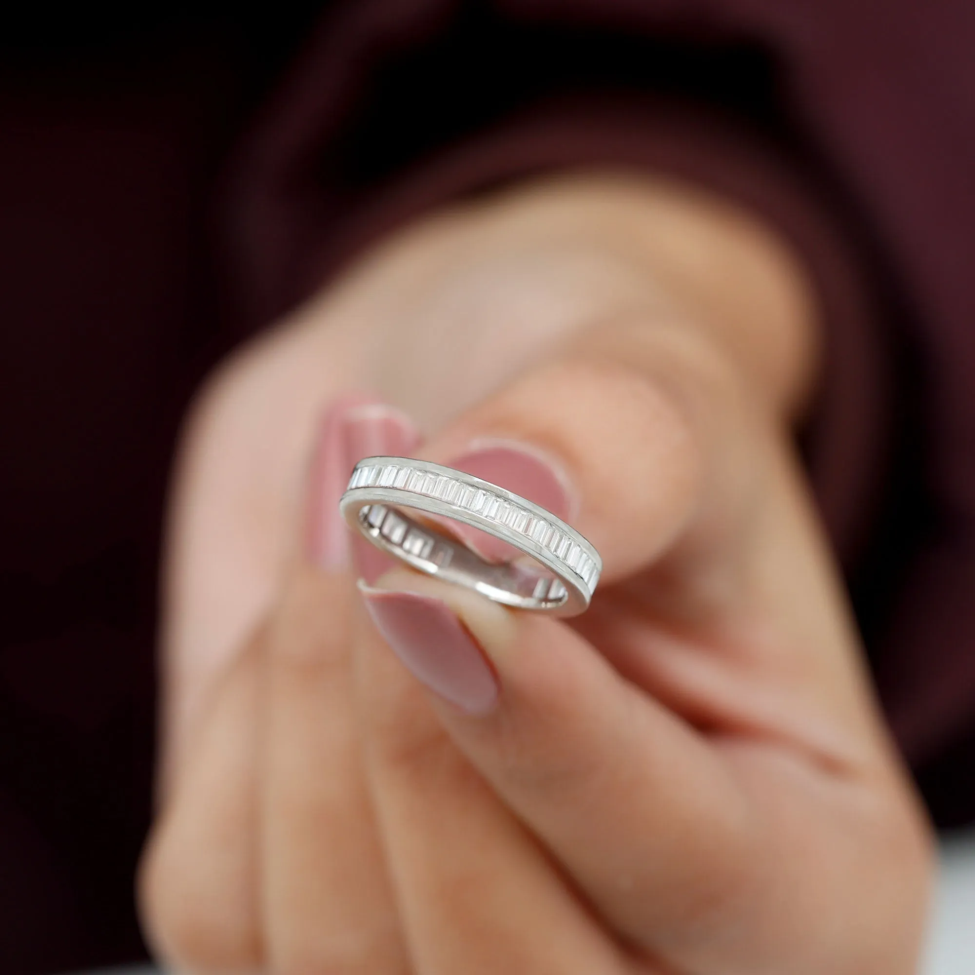 2.75 CT Baguette Moissanite Eternity Band Ring in Channel Setting