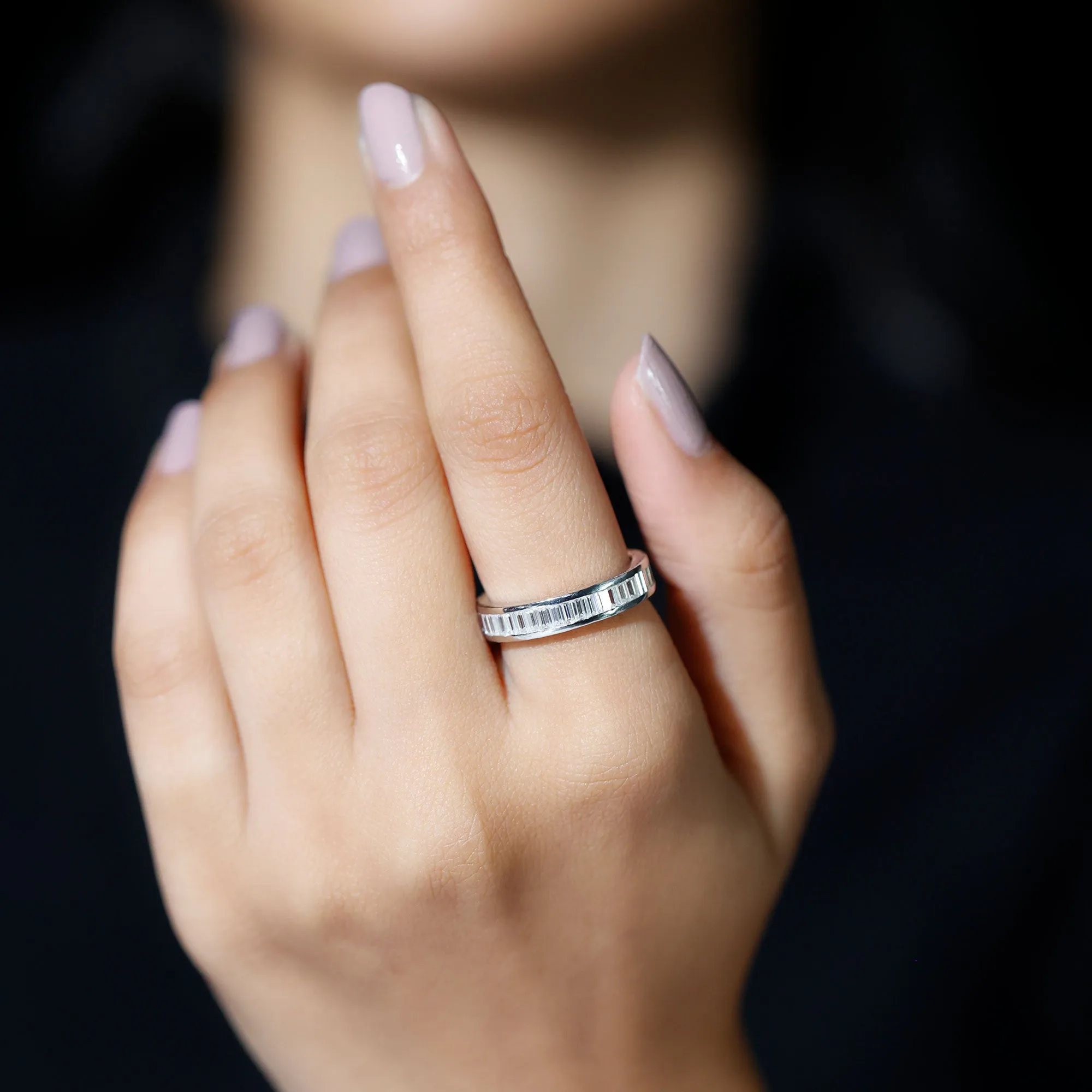 2.75 CT Baguette Moissanite Eternity Band Ring in Channel Setting