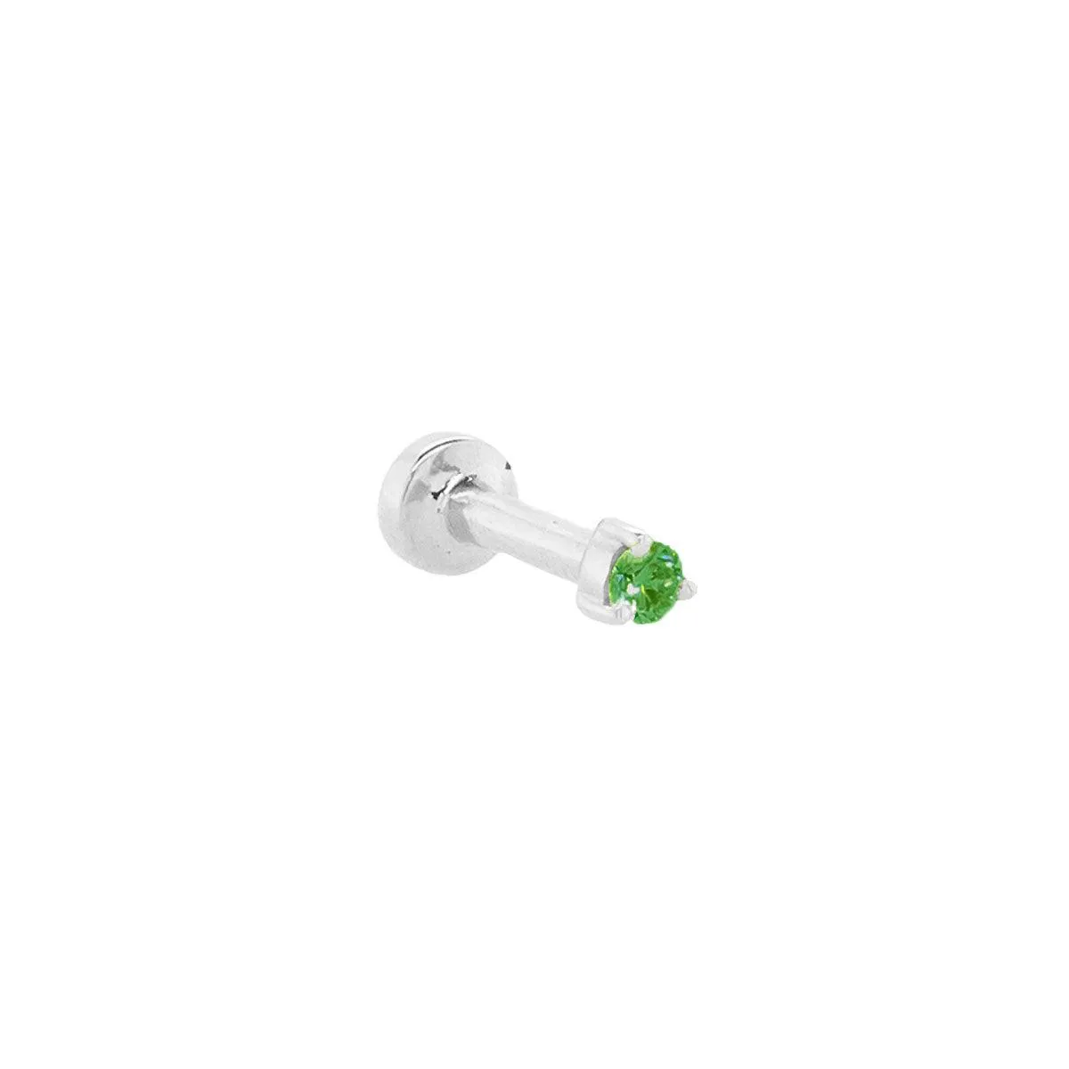 2mm Emerald Threaded Flat Back Earring | .40GMS .06CT | Single