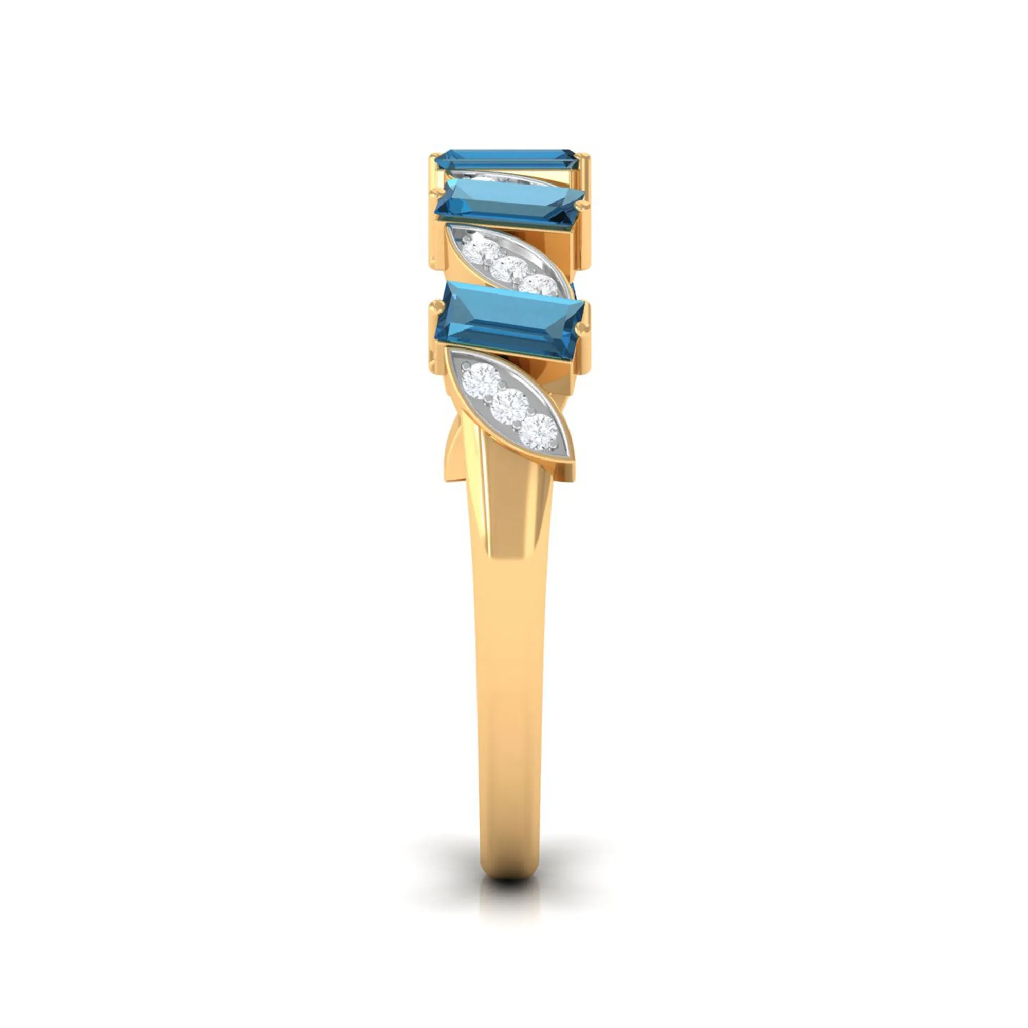 3/4 CT London Blue Topaz and Diamond Tilted Half Eternity Ring