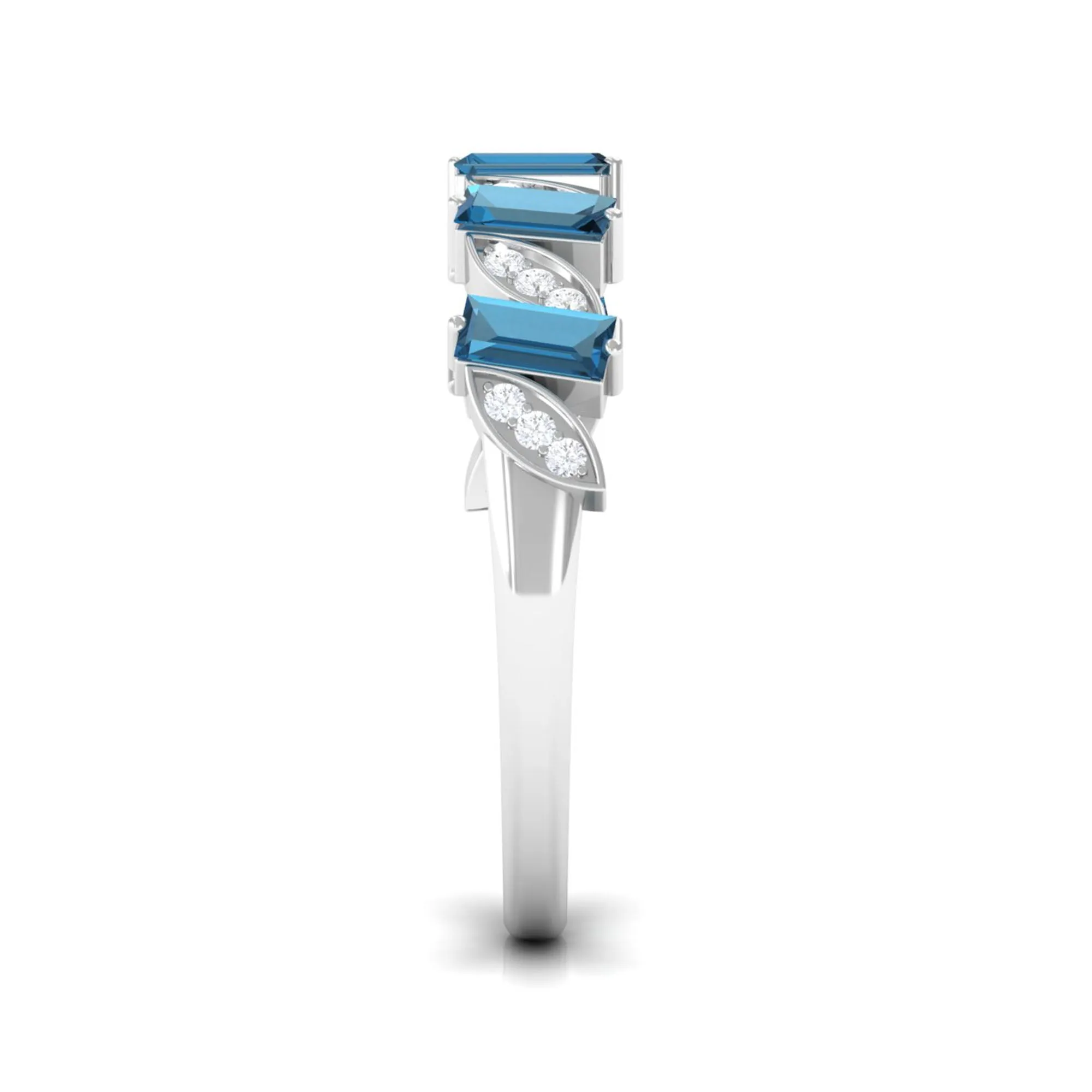 3/4 CT London Blue Topaz and Diamond Tilted Half Eternity Ring
