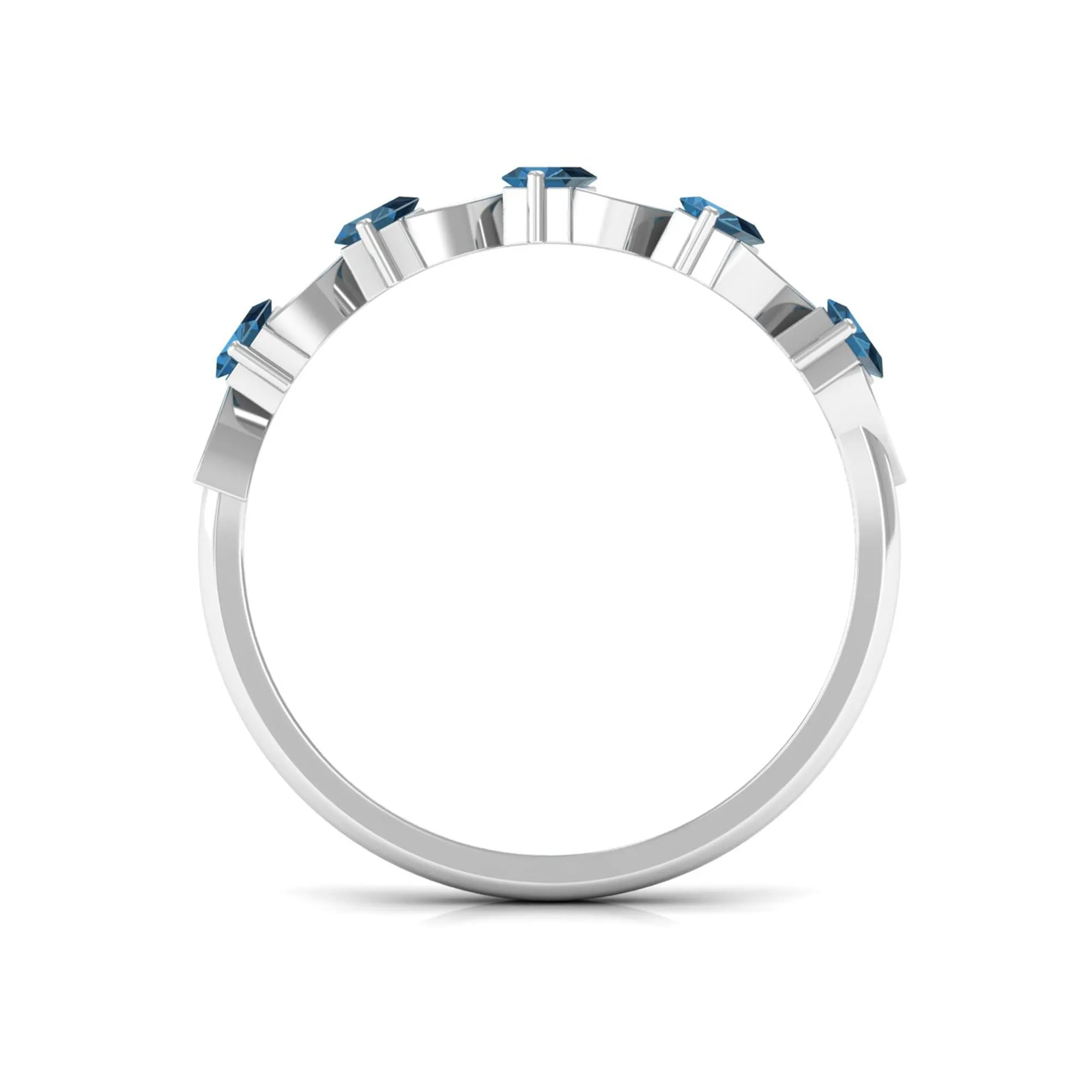 3/4 CT London Blue Topaz and Diamond Tilted Half Eternity Ring