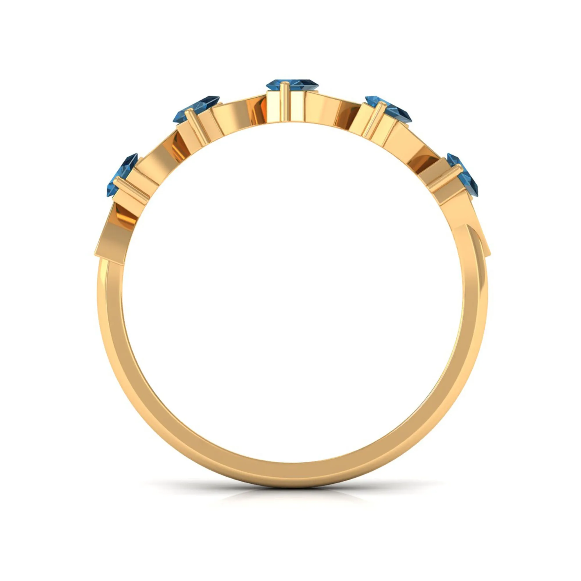 3/4 CT London Blue Topaz and Diamond Tilted Half Eternity Ring