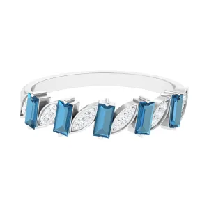 3/4 CT London Blue Topaz and Diamond Tilted Half Eternity Ring