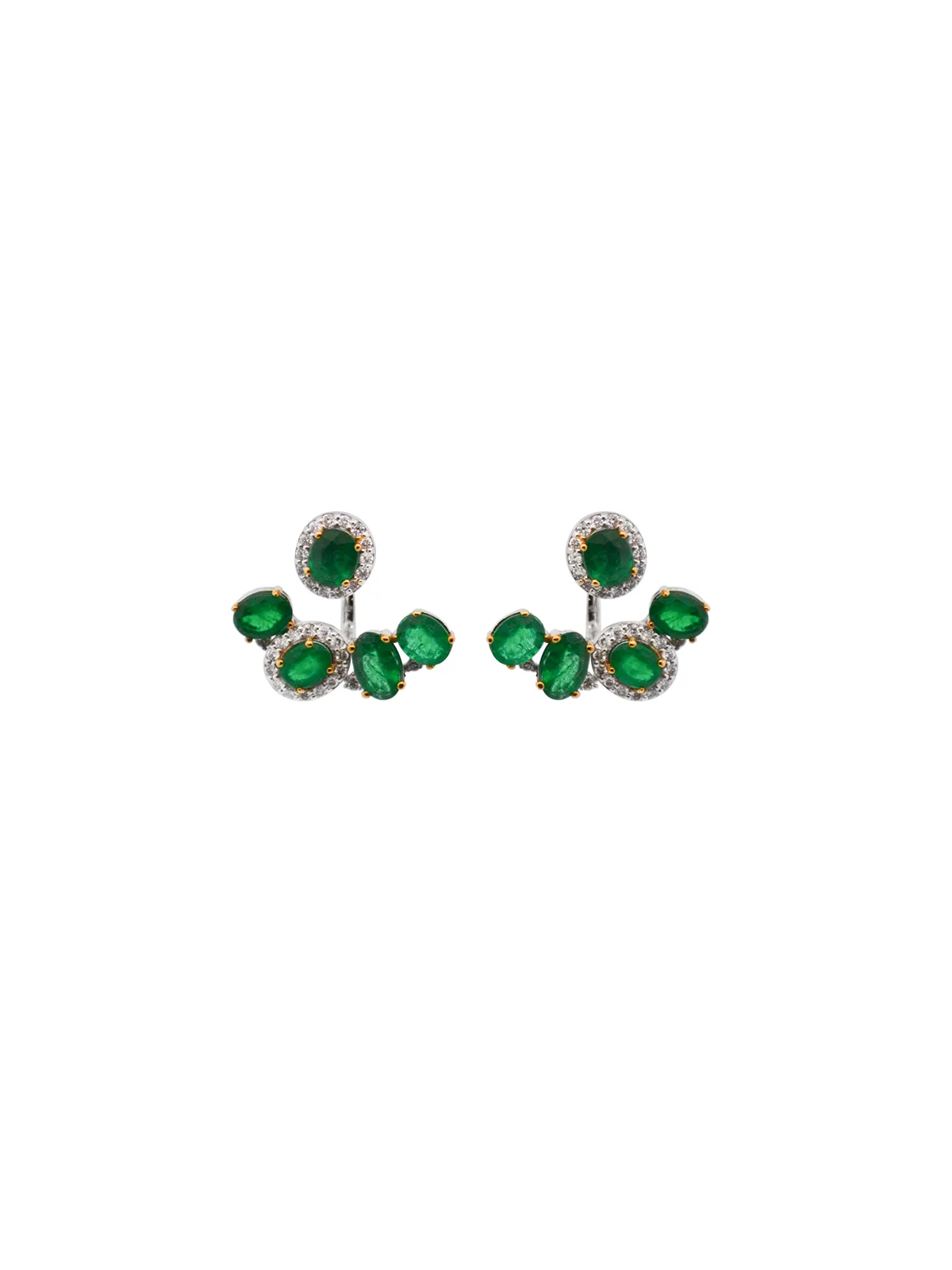 3.87ct Diamond Emerald 14K Gold Day & Night Earrings