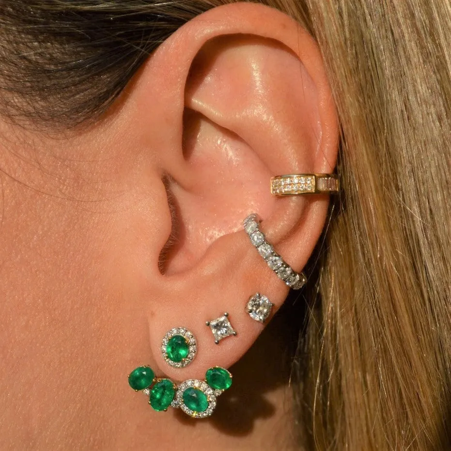 3.87ct Diamond Emerald 14K Gold Day & Night Earrings